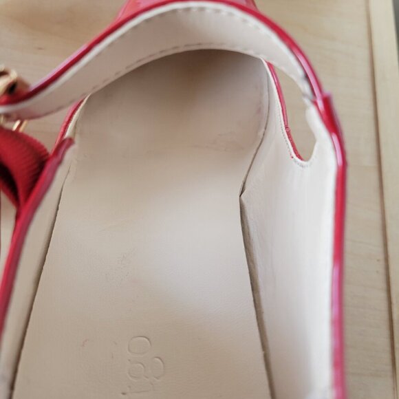 Coutgo Women's Round Toe Platform/Chunky Red Patent Leather Shoe (Size: 9½) - Picture 4 of 13